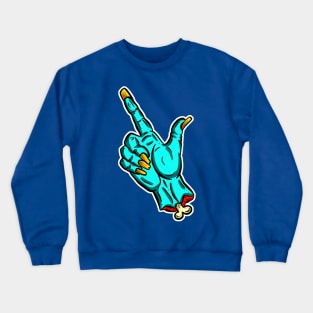 Pick Your Nose Zombie Pointing Finger Blue Cartoon T-Shirt Crewneck Sweatshirt